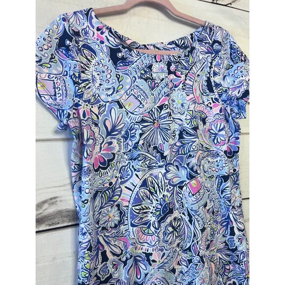 Lilly Pulitzer Size MED Short Sleeve Dress Purple Print Preppy Cute - Picture 6 of 6
